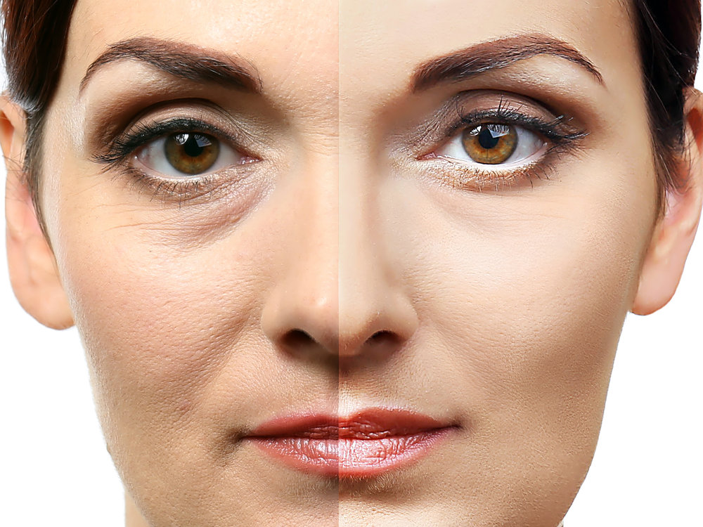 Side by side of woman's face