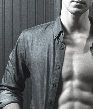 man with open shirt