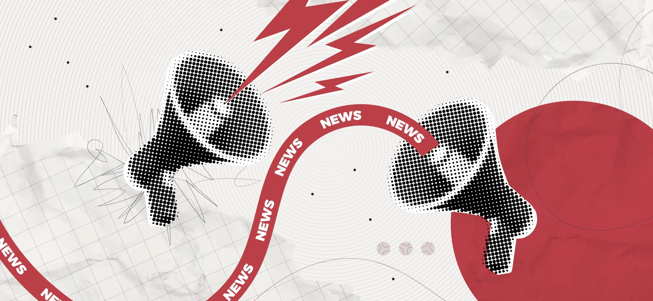 Megaphones and news graphics symbolizing growing attention to preservation breast augmentation techniques